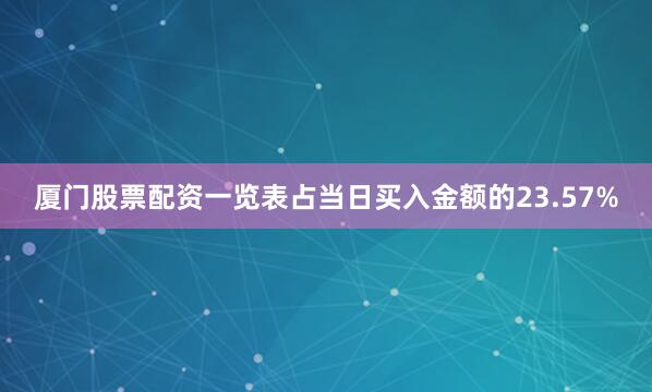 厦门股票配资一览表占当日买入金额的23.57%